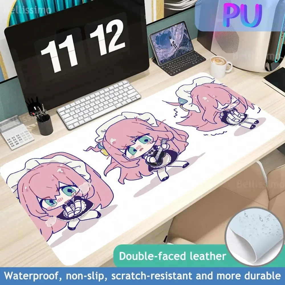 Hot B_bocchi the R_rock Anime Mouse Pad Pu Leather Mousepad Laptop Desk Mat Home Computer Keyboard Pad Kawaii Mouse Mats Mice Pa