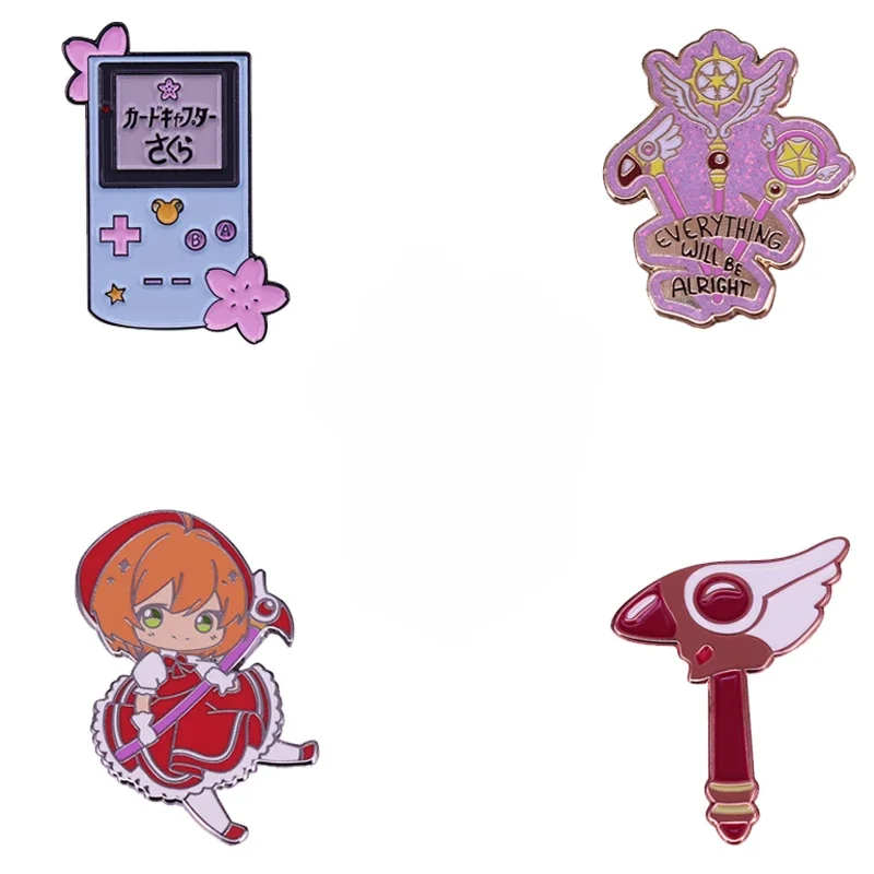 Classic Cartoon Cardcaptor Sakura Enamel Pin kawaii Anime Girl Badge Patch Kero Chan Magic Wand Sealing Staff Gameboy Brooch