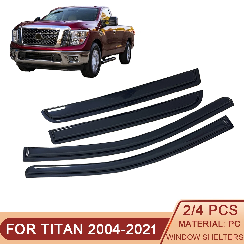 

For Nissan Titan 2004-2021 Auto Side Window Wind Deflectors Visors Black Rain Guard Door Visor Vent Shades Dark Smoke Ventvisor