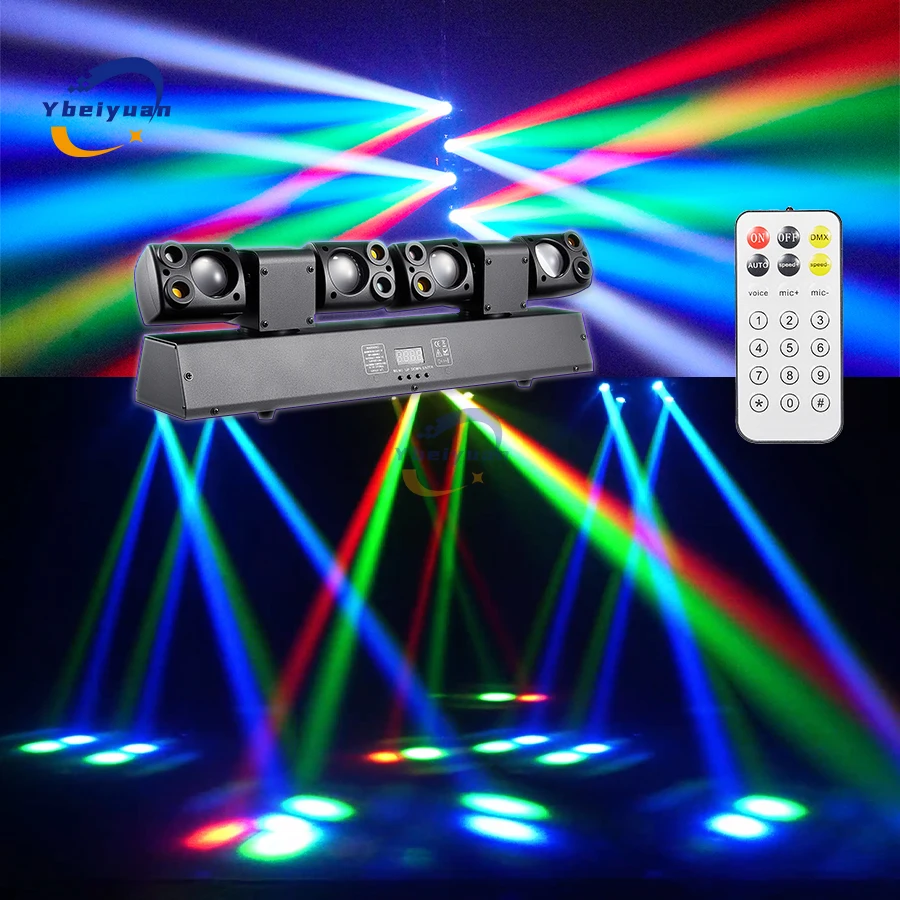 80W LED Dual-Head Moving Head Beam Light Red/Green Laser Yellow Flash DMX512 Remote Control DJ Disco Party Stage Effect Light