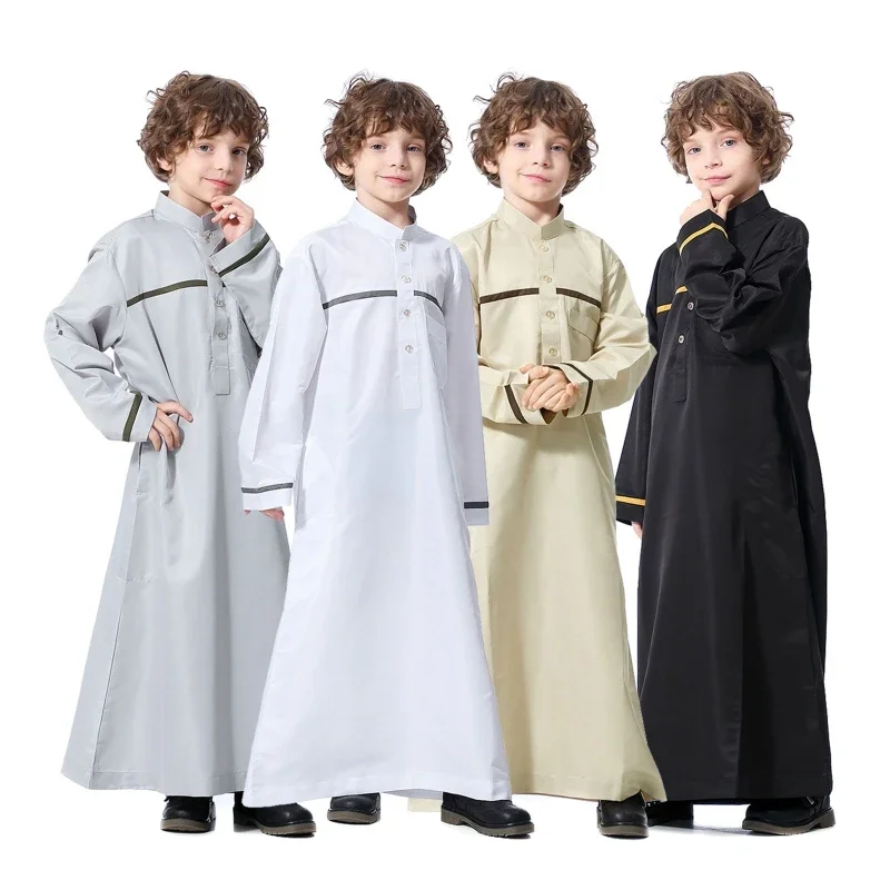 Lässiges langes Kleid für Kinder, muslimisches Gewand, marok kanis che Kaftan, arabisch Thobe gewachsen, Naher Osten, National kostüm, Herren bekleidung