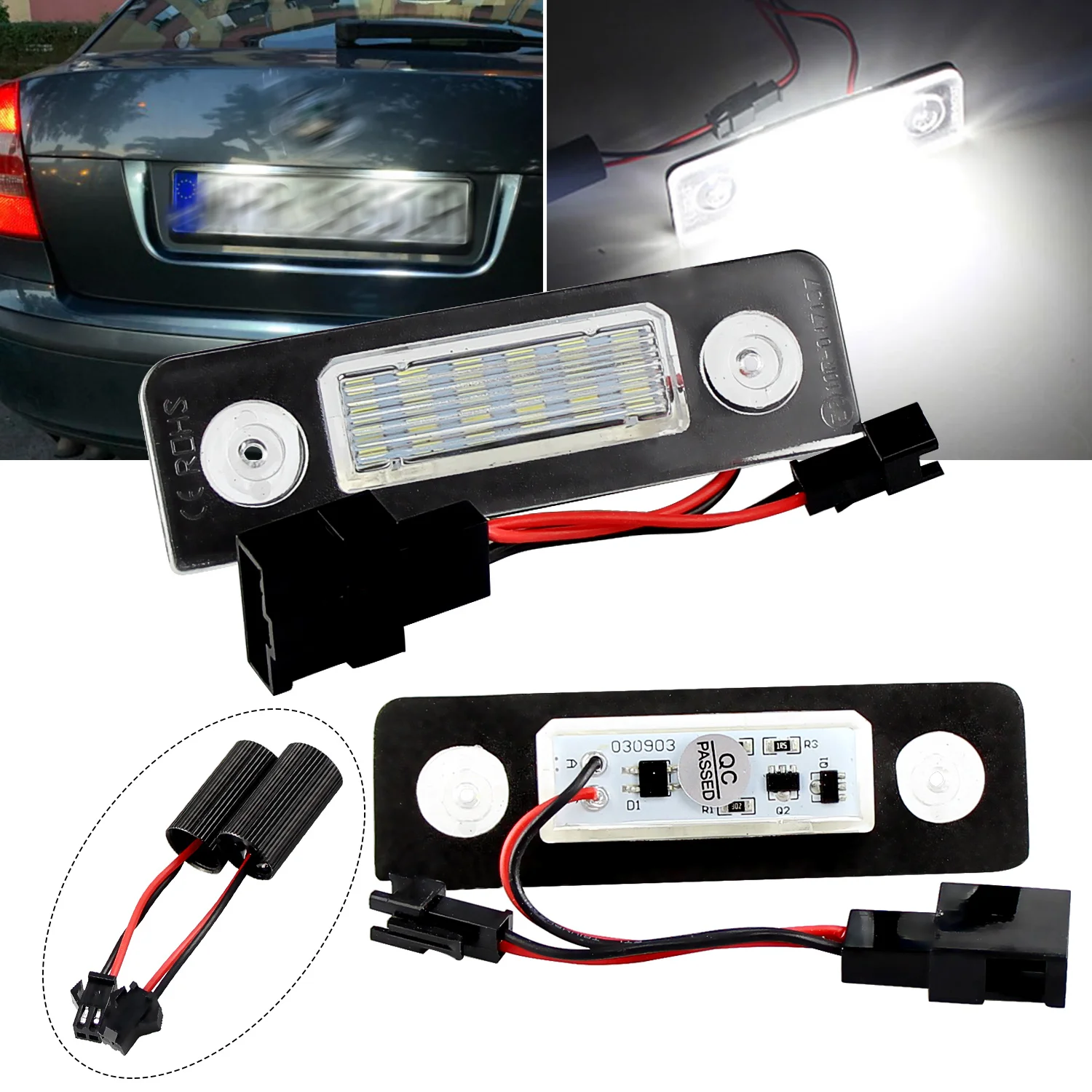 

Для VW Volkswagen Skoda Octavia II Facelift 2009~2012 LED CANBUS без ошибок, лампа подсветки номерного знака, белый свет, 12В