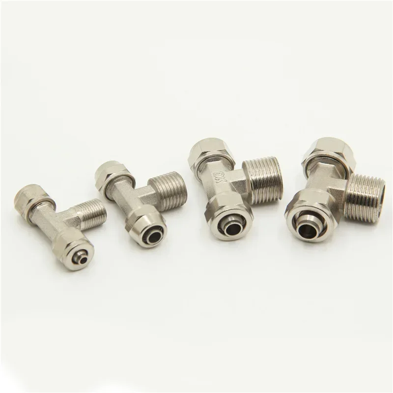 

Air Connector Fitting T Shape Tee TF thread 6 8 10 12mm Hose Pipe to 1/8" 1/4" 3/8" 1/2" BSPT Male Thread Pneumatic Coupler