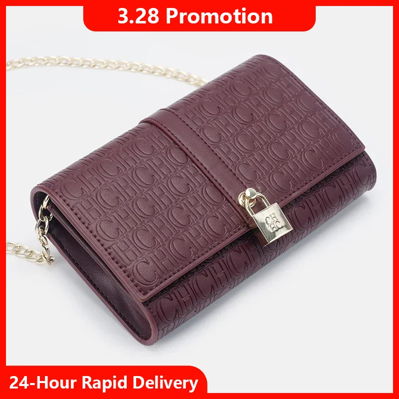 

CH Изысканная модная классическая женская сумка с цепочкой и замком с буквенным принтом, высококачественный материал из искусственной кожи, новая женская сумка