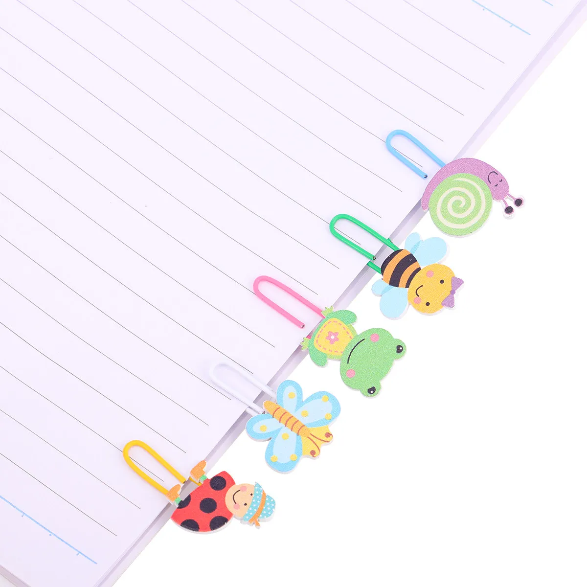 

50Pcs Animal Inspired Paper Clips Wooden Plastic Construction Safe Non Toxic Cute Design for School Office Home Photo Note