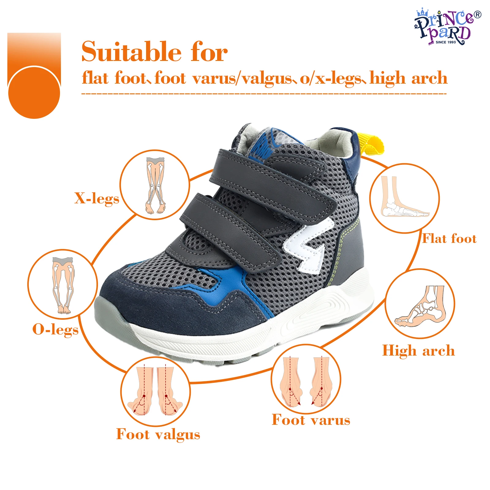 Kids Orthopedic Shoes For Flat Feet Arch Support Insole Breathable Mesh Toddler Walking Shoes For Boys Girls