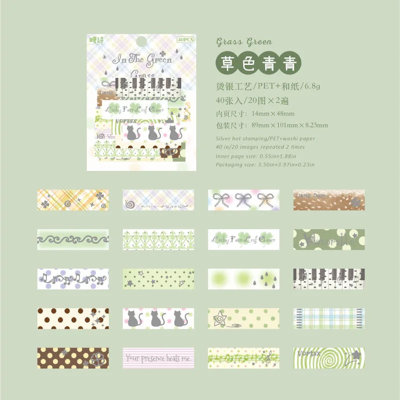 40 stuks/set Ins Style Strip Materiaal Cartoon Kawaii Cartoon Gestanste Label Stickers DIY Dagboek Scrapbook Esthetische Decoratie
