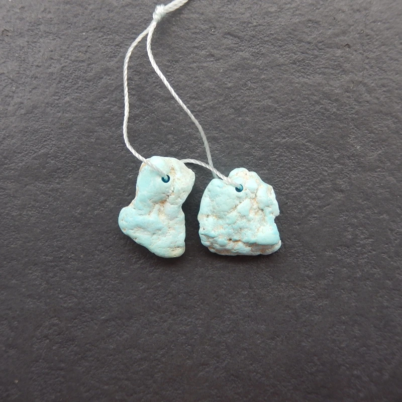 2PCS Natural Turquoise Raw-Shaped Gemstone Light Blue-Green Components for DIY Handmade Jewelry And Artisanal Crafts