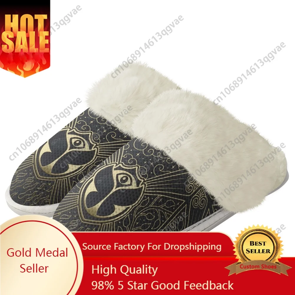 

Tomorrowland Flag Music Festival Plush Slippers Keep Warm Shoes Mens Womens Home Cotton Bedroom Custom Thermal Light Slipper