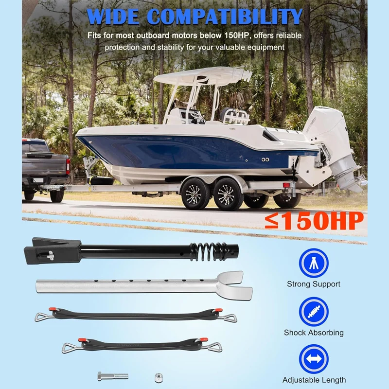 

Heavy Duty Boat Transom Saver for Most Outboard Motors Up to 150HP - 20.27” to 30.7” Adjustable Outboard Motor Support Bracket