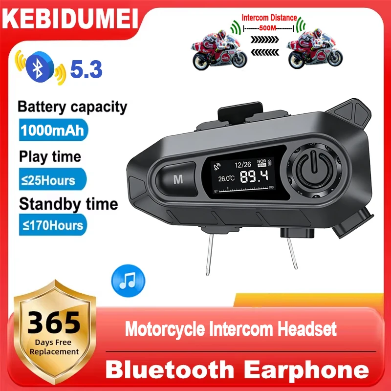 Bluetooth 5.3 Motorcycle Helmet Intercom Headset Wireless Interphone Intercomunicador Moto Waterproof Handsfree Call Headphone