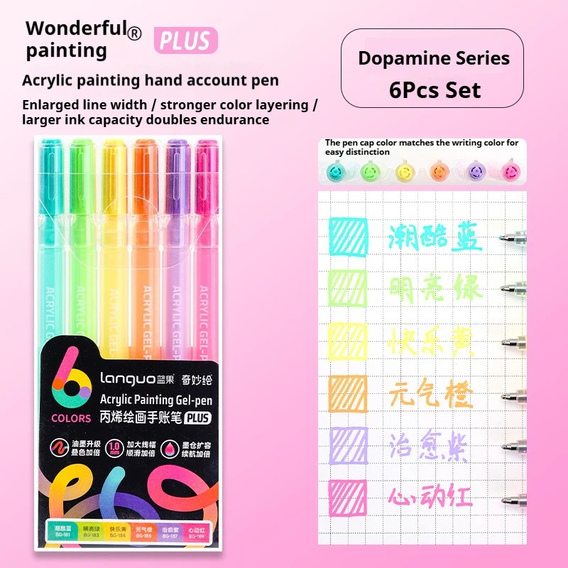 Languo 6/24/36/54/72/90 Kleuren Acryl Schilderen Handboek Pennen Multi-color gel Pen Student Neutrale Pen Schrijven Marker Briefpapier