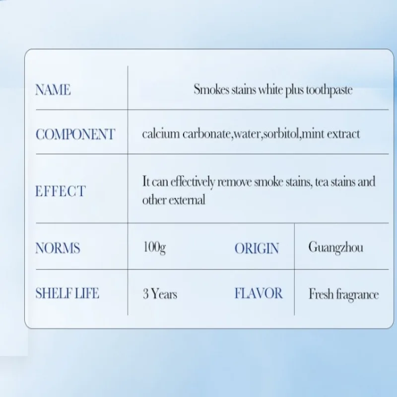 Pasta de dientes blanqueadora, elimina marcas de fumar, ilumina y elimina manchas, aliento fresco, blanquea los dientes