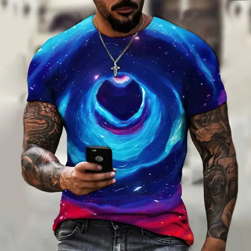 

Summer Men's Abstract Design T-Shirt Fashion Casual 3d Printing Loose O Neck Short Sleeve Street Personality Plus Size Top