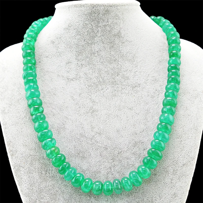 Round 581.50 Cts Earth Mined 20 Inches ENHANCED Emerald Beads Necklace (DG)