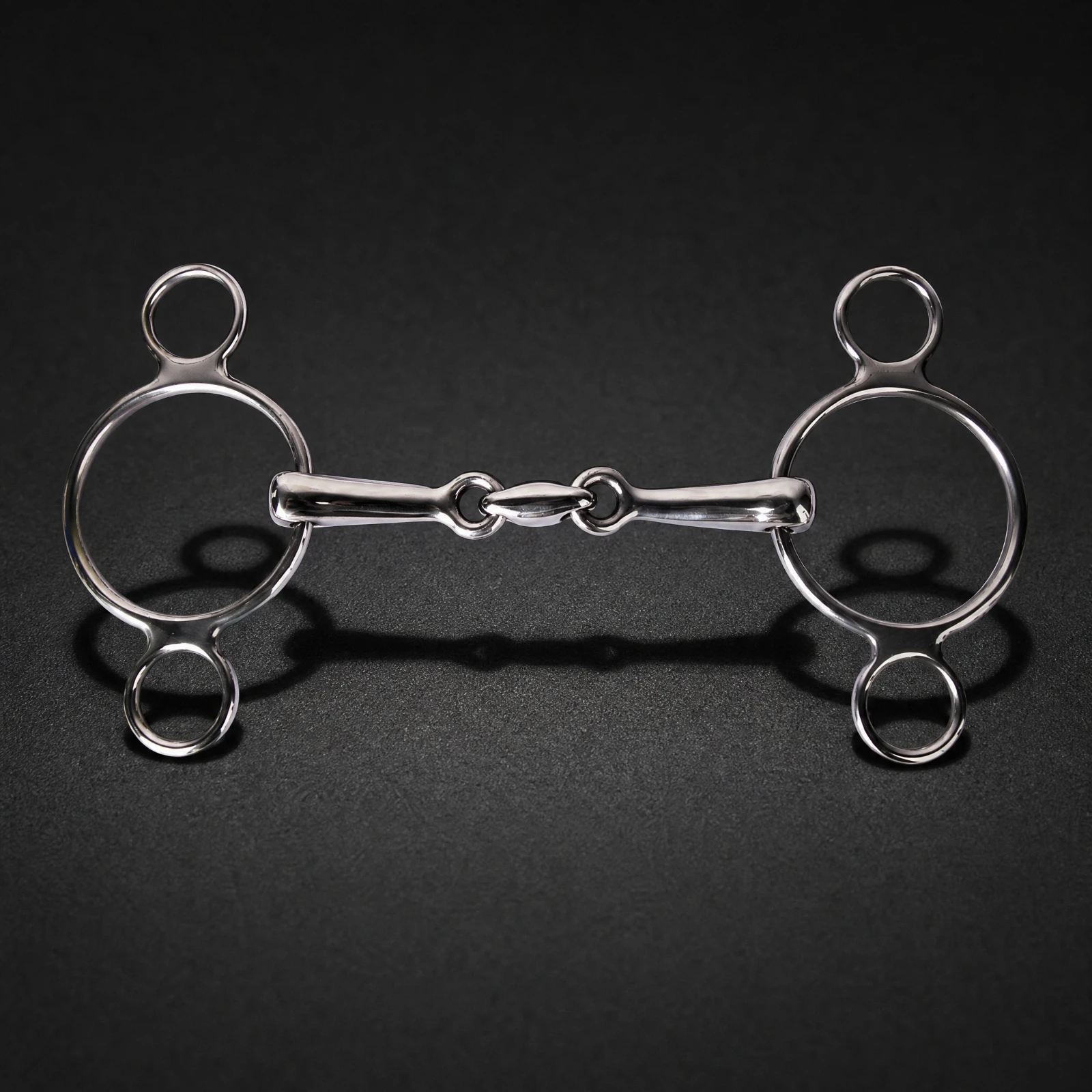 Three-Link Jointed Horse Bit Articulated Snaffle Bit with Extra Rings Equestrian Tack Nutcracker-without Rust-Resistant