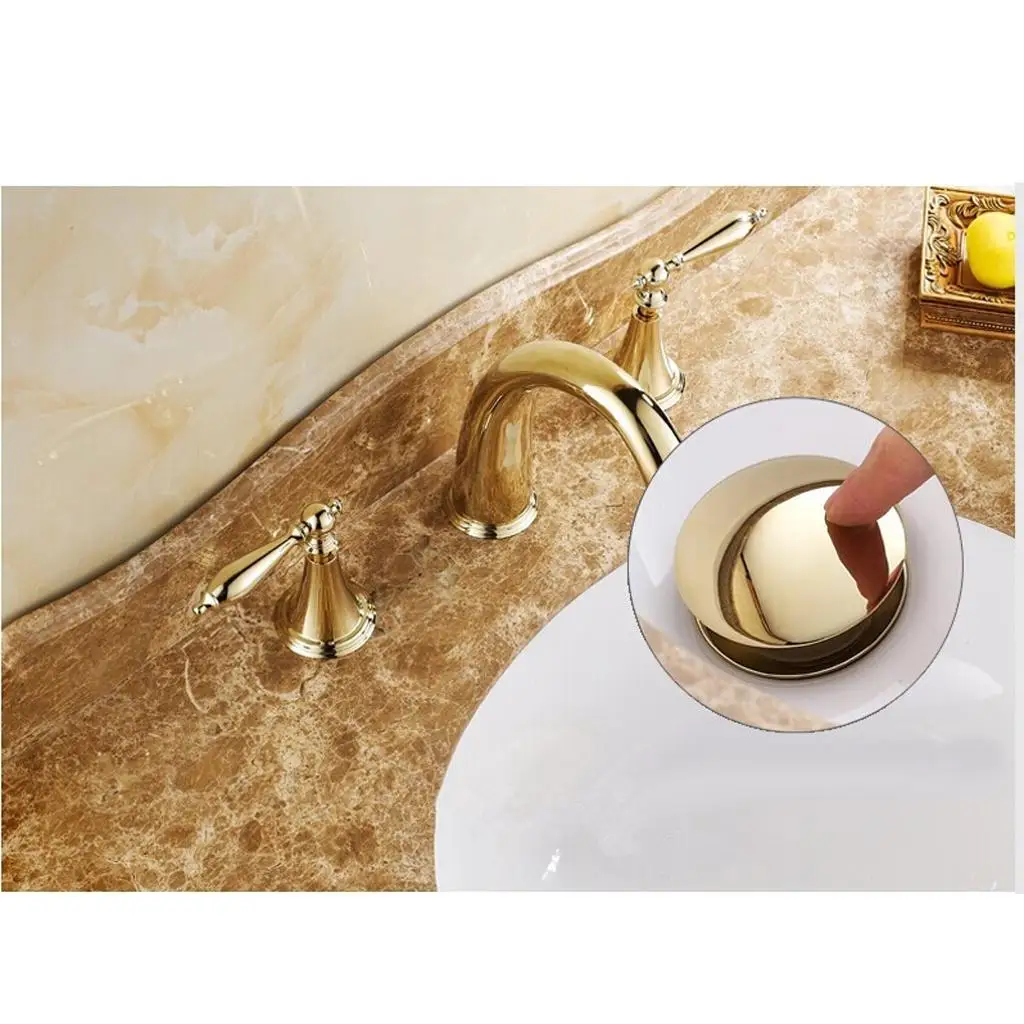 Bathroom Waste Up Push Button Basin Sink Slotted Brass Chrome Plug Waste