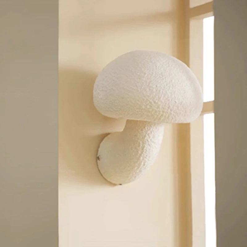 

Creative New Mushroom Wabi Sabi Coffee Shop Storefront Design Decorative Light French Cream Mushroom Bedroom Aisle Wall Lamps