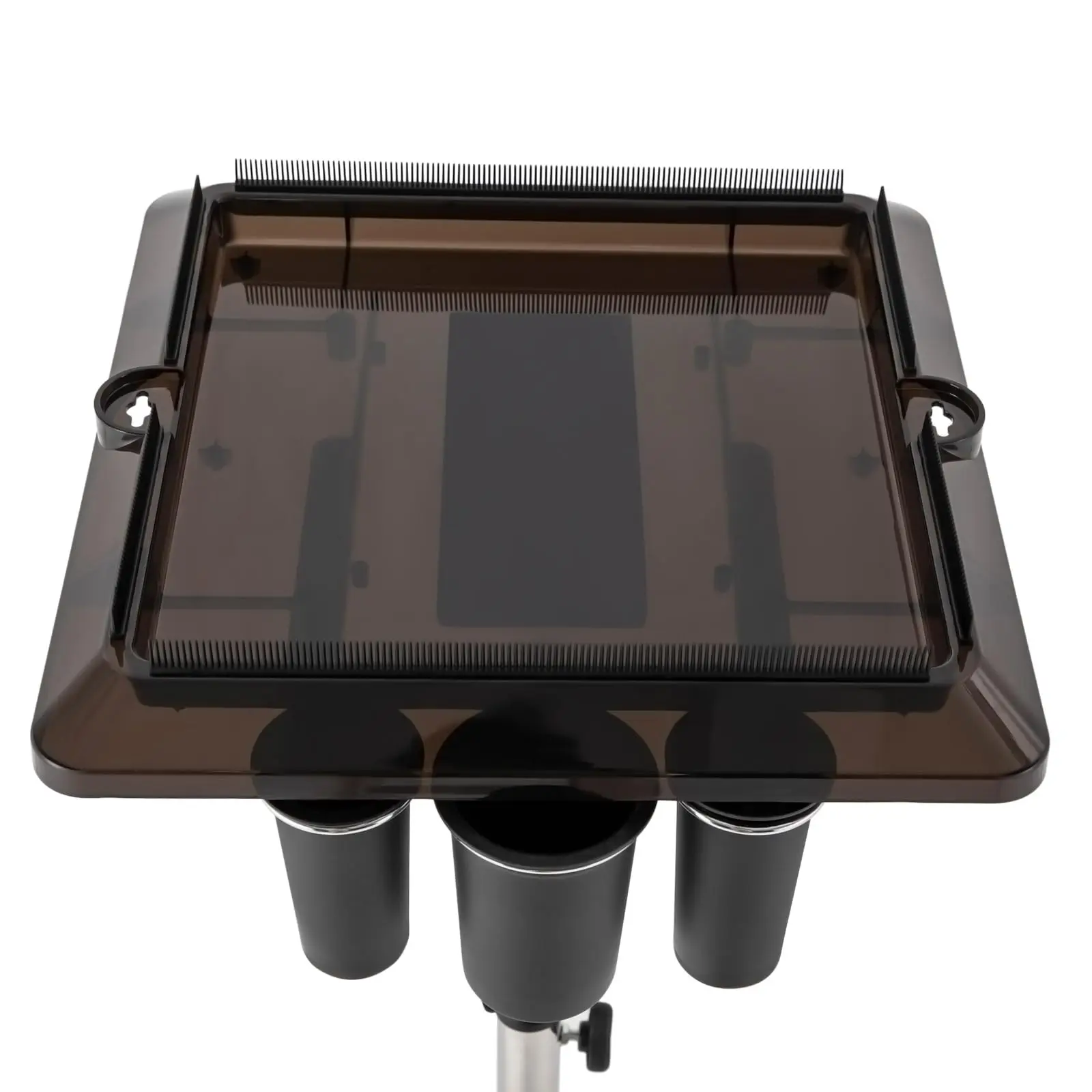 Rolling Salon Tray Cart Height Adjustable 27.6-43.3inch, Tray on Wheels, Hair Salon Wig Holder Removable Hair Extension Tool Tro