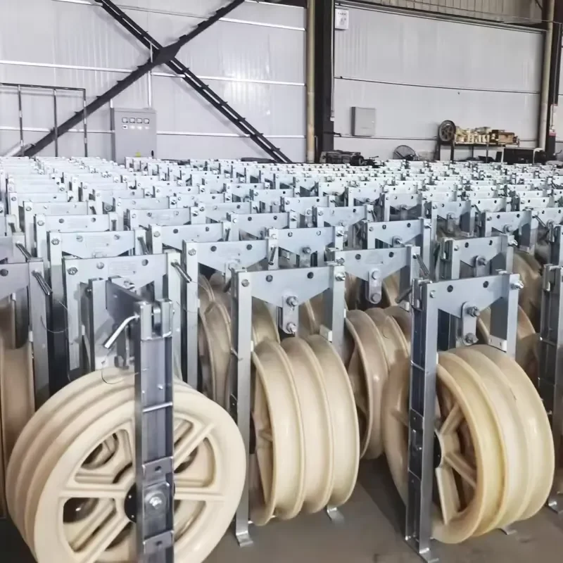 Five-wheel Conductor Stringing Pulley Blocks 400mm Overhead Line Stringing Pulley