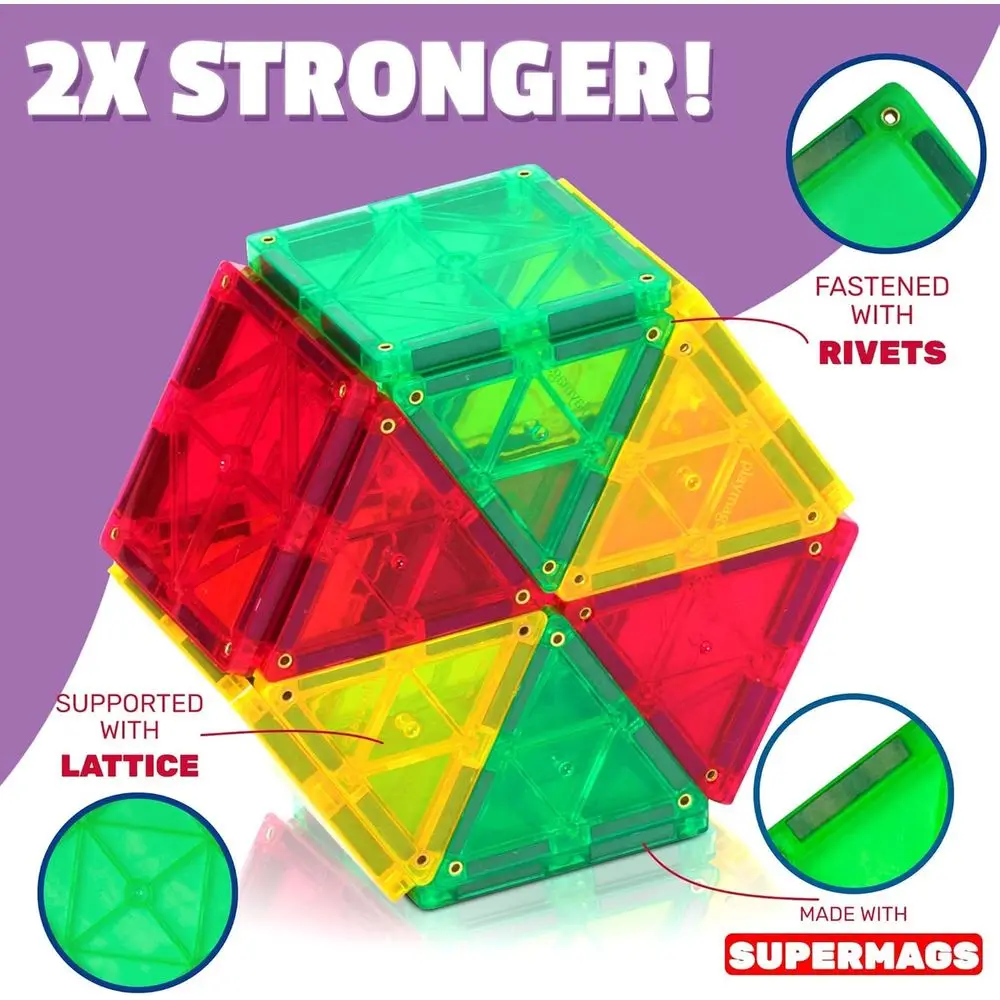 ชุดตัวต่อแม่เหล็ก 150 ชิ้นสำหรับเด็ก: แม่เหล็ก 3 มิติ, ความคิดสร้างสรรค์, การเรียนรู้ STEM พร้อมรถ 1 คัน