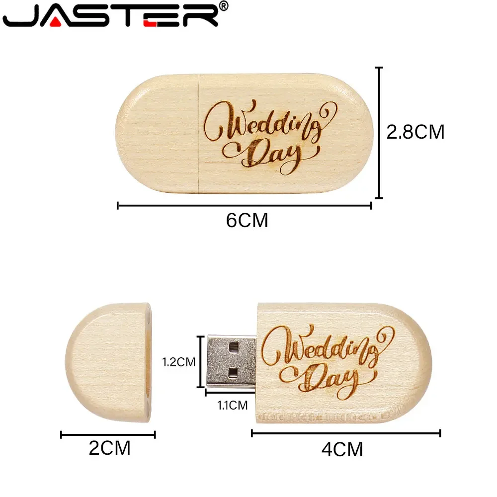 JASTER Wooden USB 2.0 Flash Drives 128GB Free custom logo Pen drive 64GB 32GB with key chain Memory stick Business gift U disk