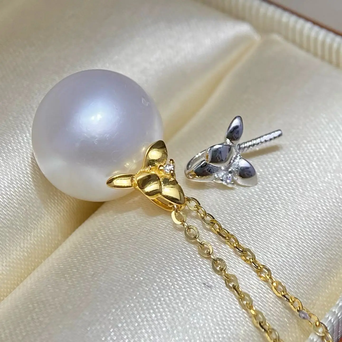 Wholesale S925 Sterling Silver Pendant Mount Base Mountings Findings Parts Fittings Accessories for 11-12mm Pearls 10pcs/lot