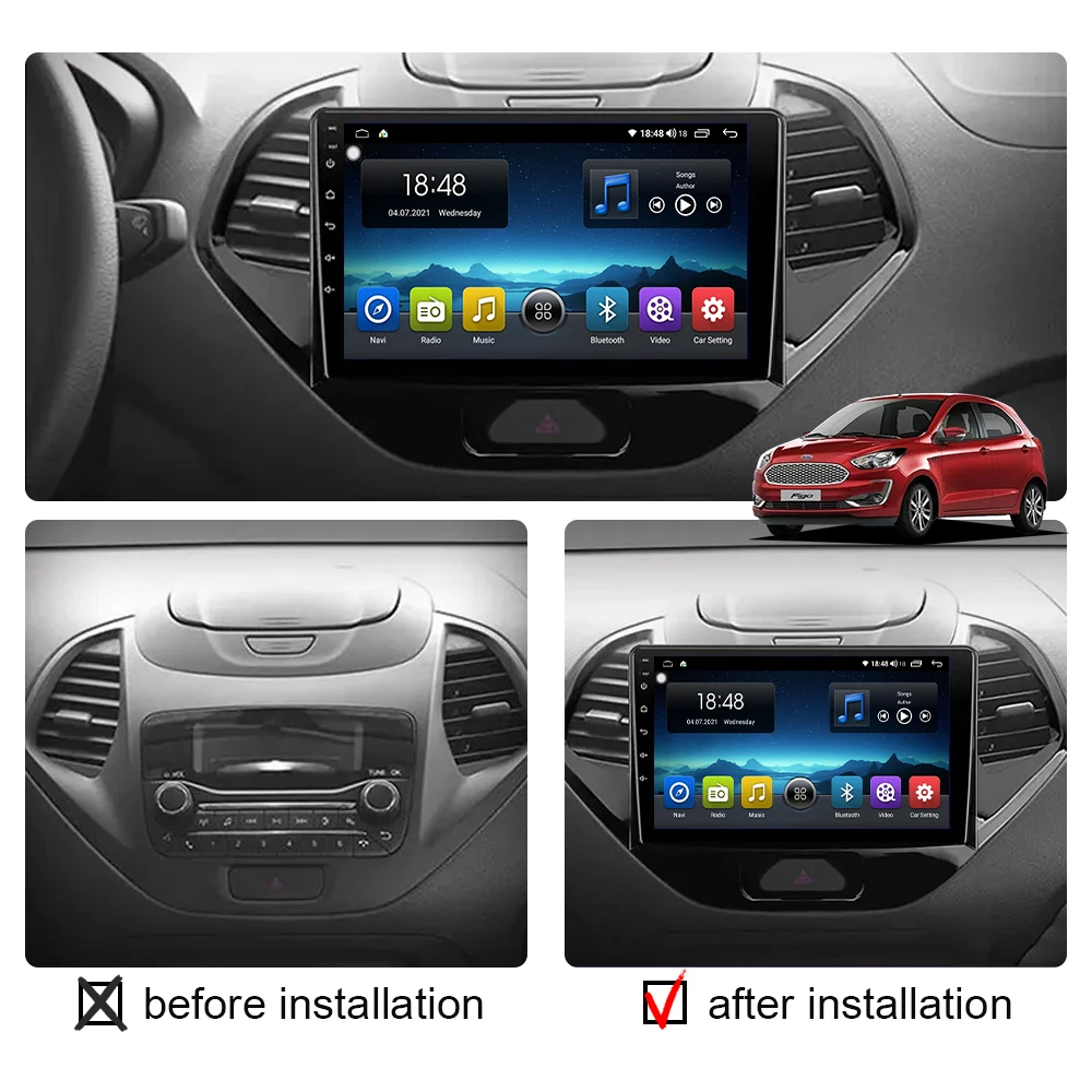 Car Radio Android 13 For Ford Figo KA 2015 - 2020 QLED Screen Auto Stereo 2din Multimedia Video Player Wireless Carplay DSP WIFI