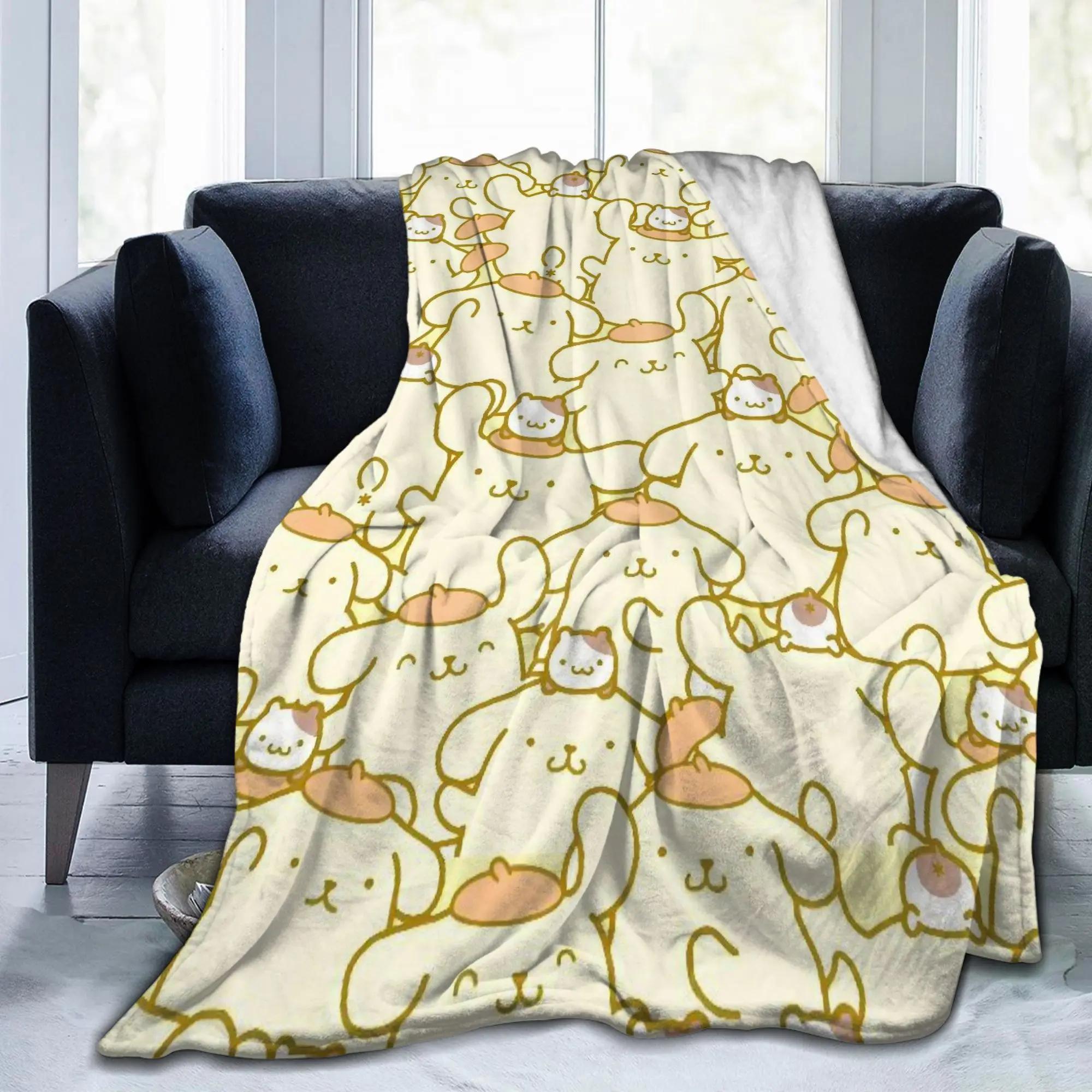 Pompompurins Cartoon Cute Blankets Fleece Autumn/Winter  Breathable Ultra-Soft Throw Blankets for Home Office Plush Thin Quilt