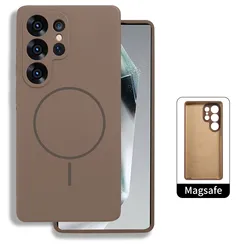 Silicone Magnetic Case for Samsung Galaxy S25 Ultra S24 Ultra S23 Ultra Plus Wireless Charge Liquid Silico Leather Magsafe Cover