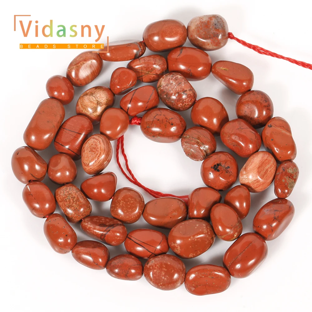 8-10mm Natürliche Rote Jaspis-Perlen, Unregelmäßige Ovale Lose Perlen für Schmuckherstellung, DIY-Armbänder und Zubehör – Detail 3