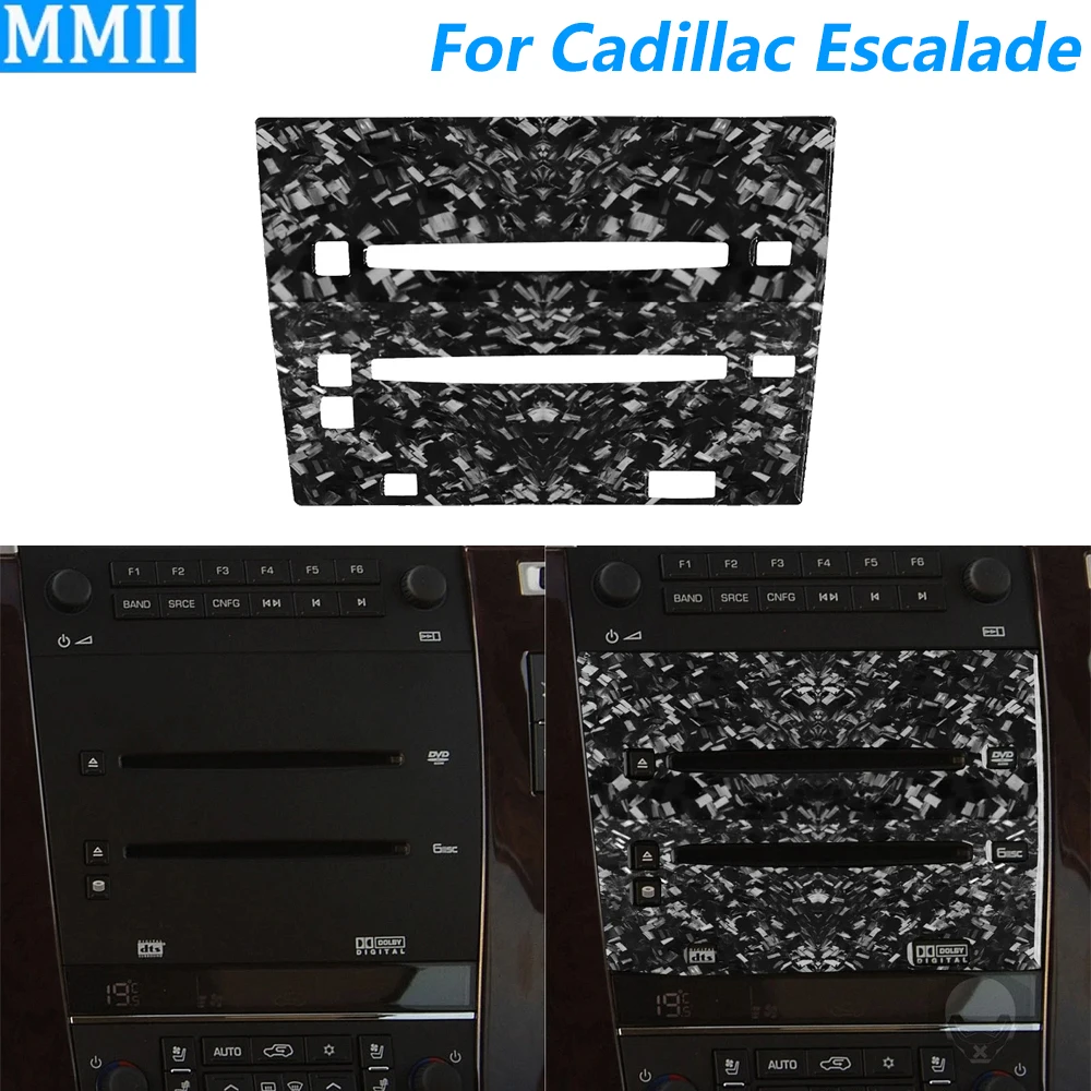 

For Cadillac Escalade 2007-2014 Forged Carbon Fiber Central Control Dashboard DVD CD Panel Cover Trim Car Accessories Sticker