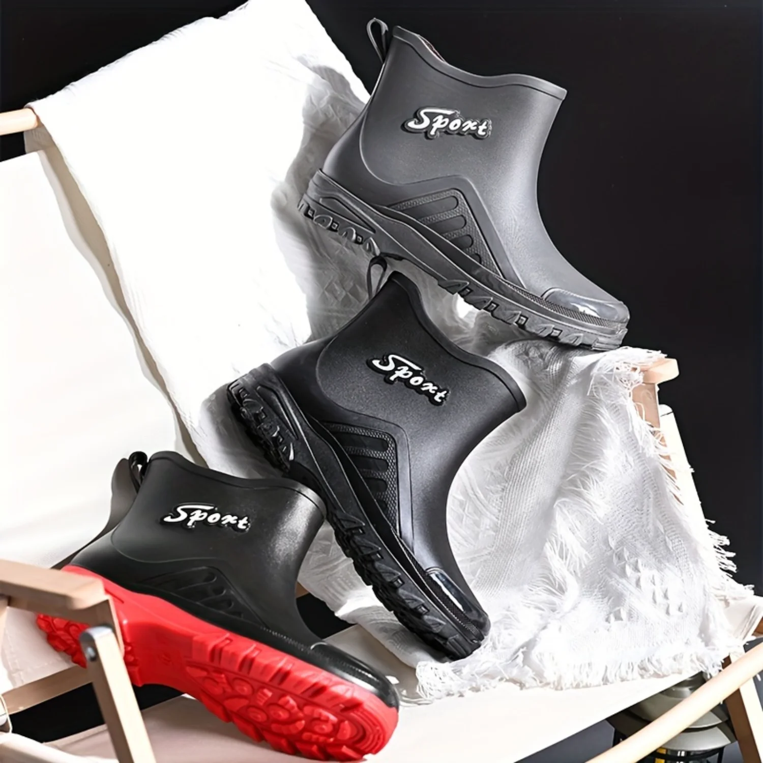 

Men's Rain Boots, Non-slip Wear-resistant Waterproof Rain Shoes For Outdoor Working Fishing