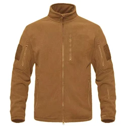 Men's Polar Fleece Jacket Full Zip Tactical Winter Coats Windproof Mock Neck Warm Hunting Camping Hiking Outdoor Fleece  Jackets
