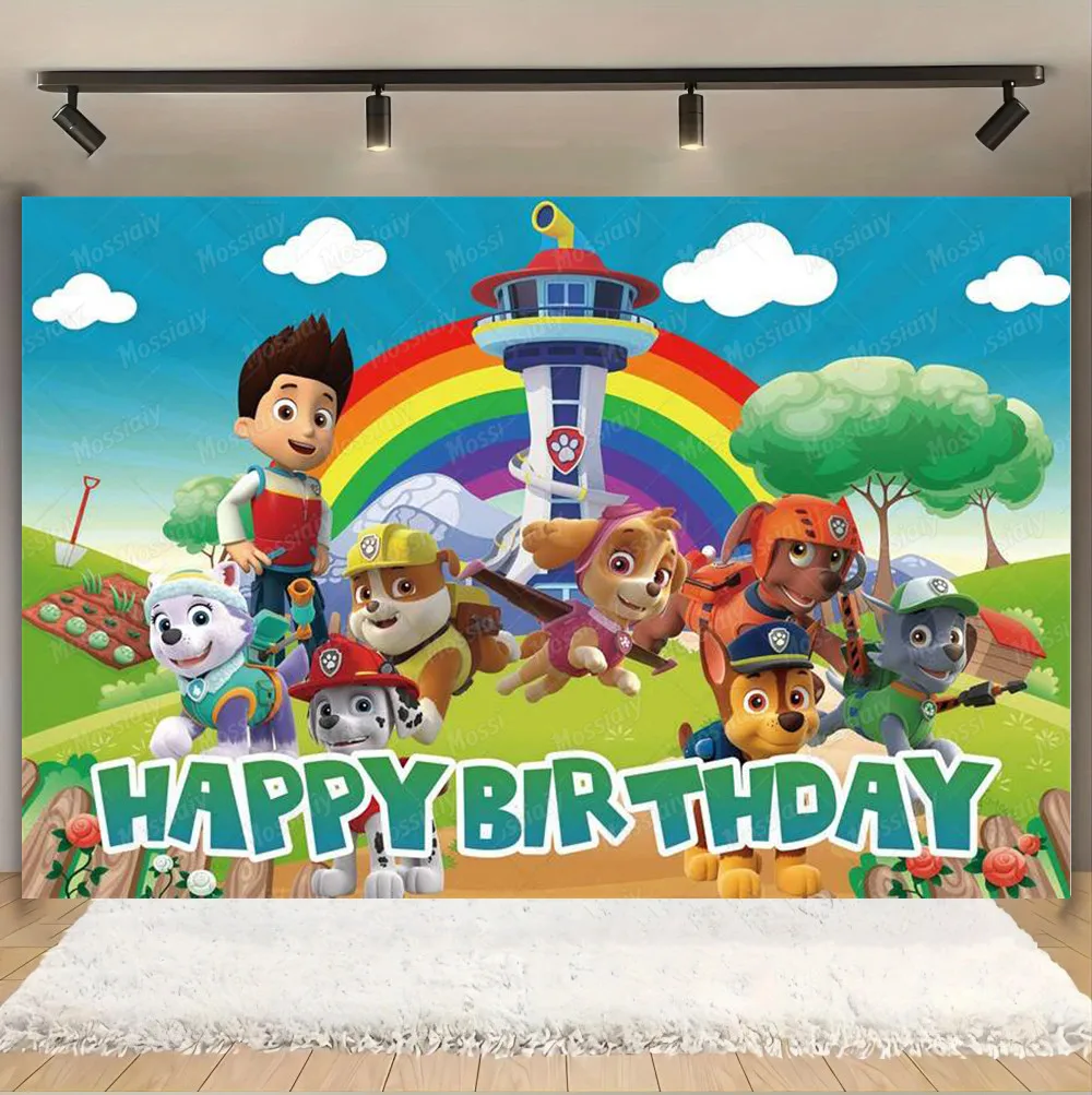 PAW Patrol Photography Background Child Birthday Party Decoration Puppy Dog Backdrop Cloth Baby Shower Supplies Boys Girls Gift