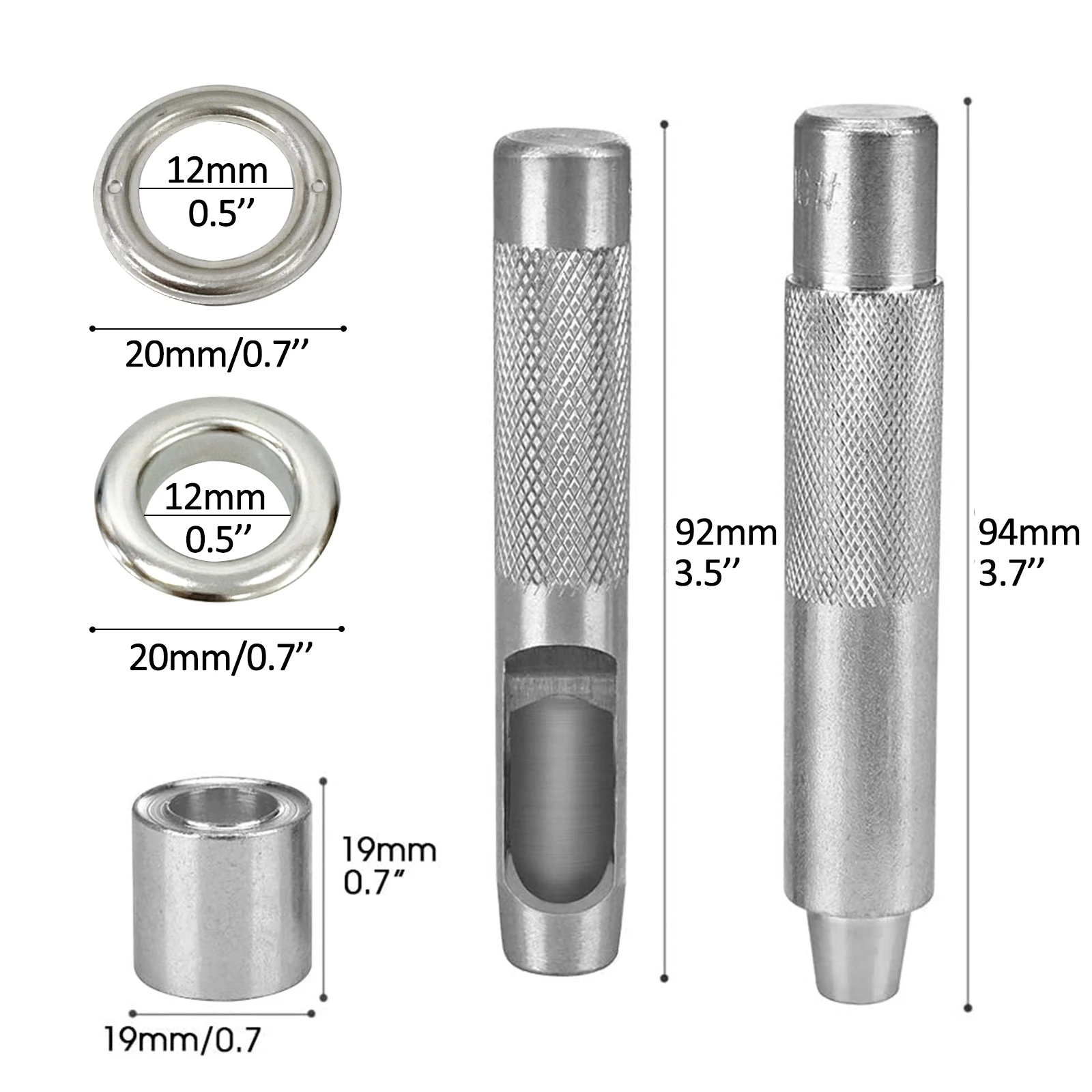 100 piece 12mm Grommets Eyelets Setting DIY Tool Storage Box for Tarpaulin Leather Fabric Canvas Belt Craft Making