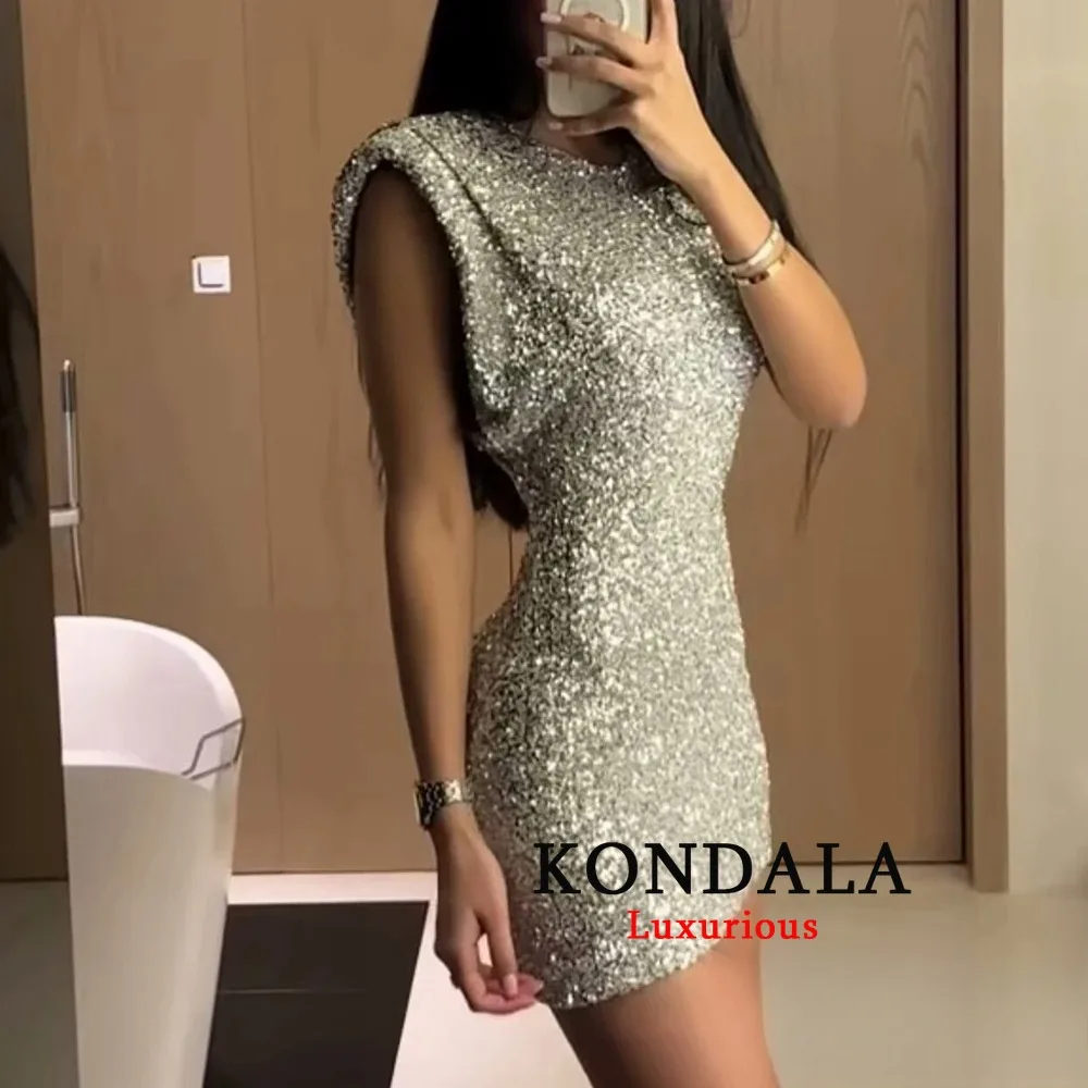 TRAFZA-Mini Robe de Soirée Noire à Paillettes pour Femme, Tenue Chic, Brillante, Élégante, à la Mode, 2024