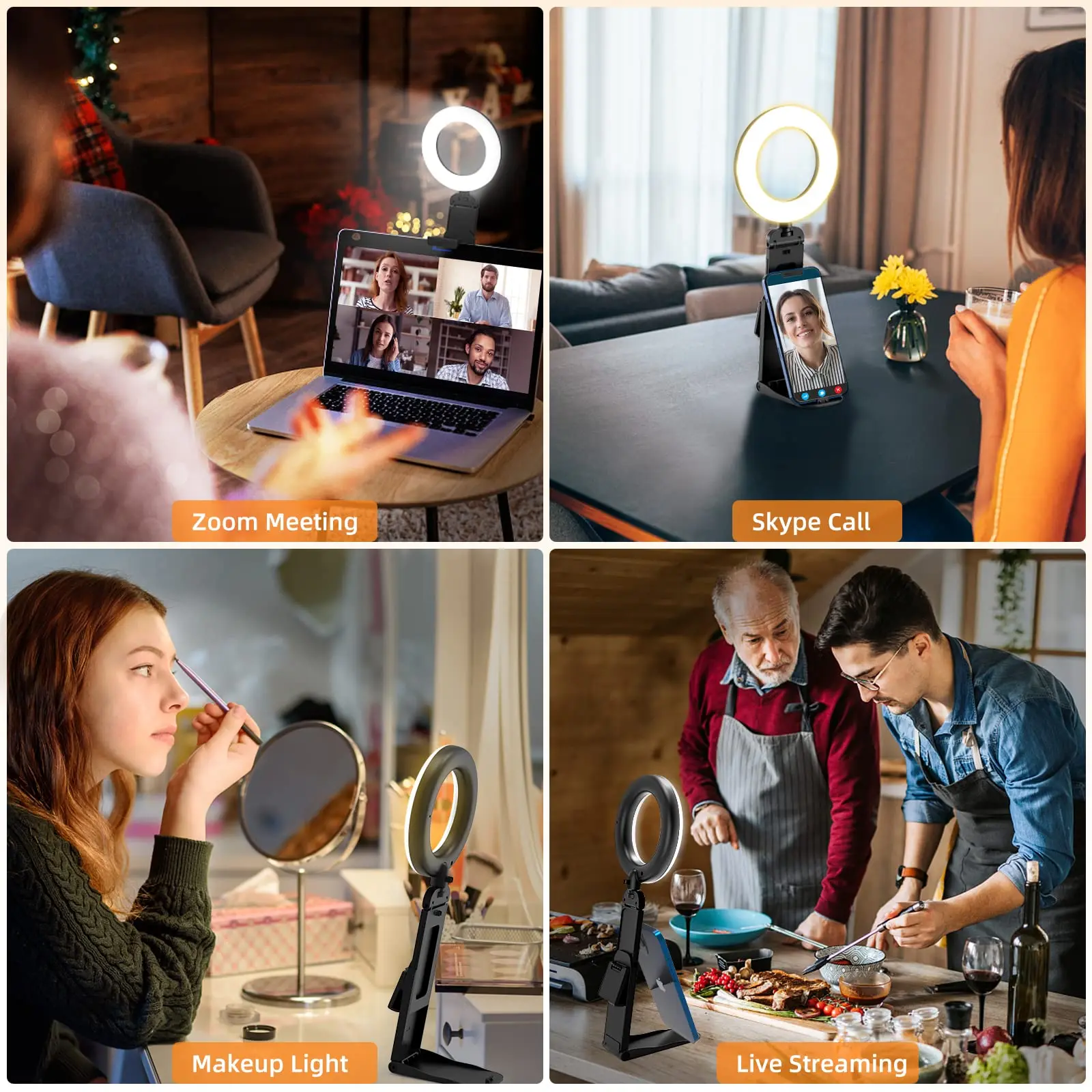 5" LED Selfie Light Clip Ring Light with Phone Holder Desktop Ring Light for Computer Laptop Video Conference Lighting Makeup