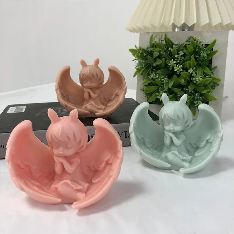 3D Angel Girl Candle Silicone Mold Wing Girl Cake DIY Home Decoration Jewelry Making Mold Accessories Christmas Mold ﻿Candles