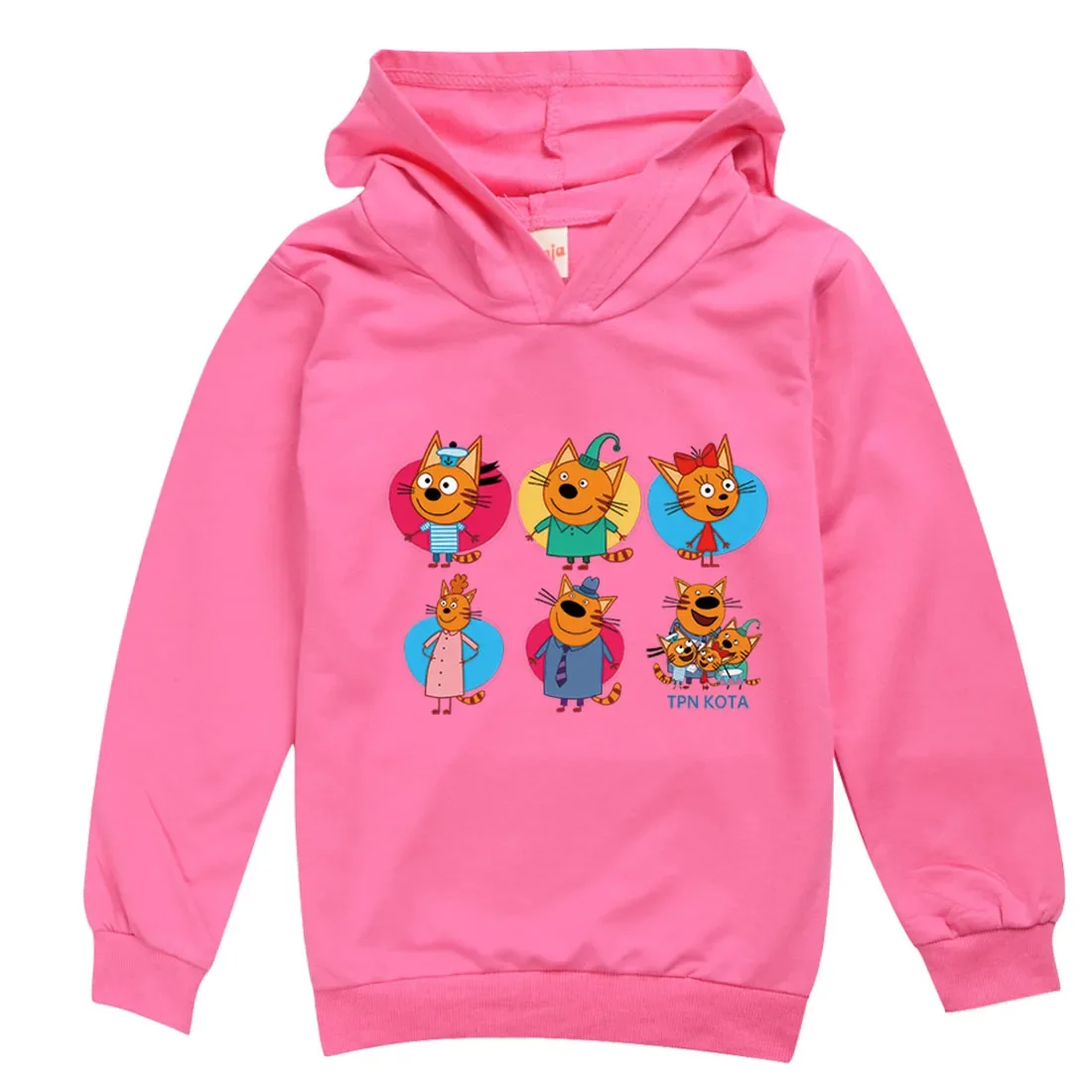 Minha família Três gatos felizes moletons, Casacos de algodão com capuz infantil, Roupas da moda para meninos e meninas, Russo