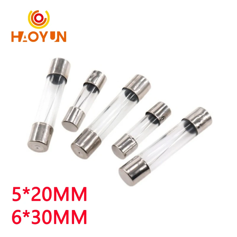 【10PCS】One Sell 5*20mm 6*30mm Fast Blow Glass Tube Fuses 5x20 6x30 mm 250V 0.10.5 0.25 1 2 3 4 5 6 8 10 15 20 25 30 A AMP Fuse