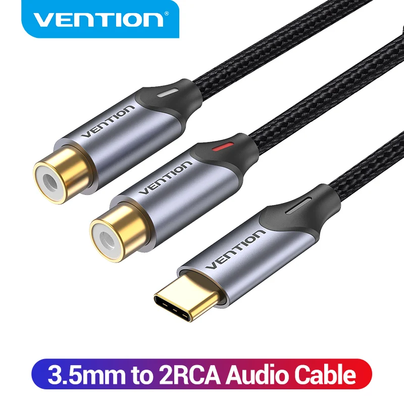 Vention USB C to RCA Audio Cable Type C Male to 2 RCA Female for Huawei Xiaomi Laptop Speaker Amplifier USB-C RCA Y Splitter 1m