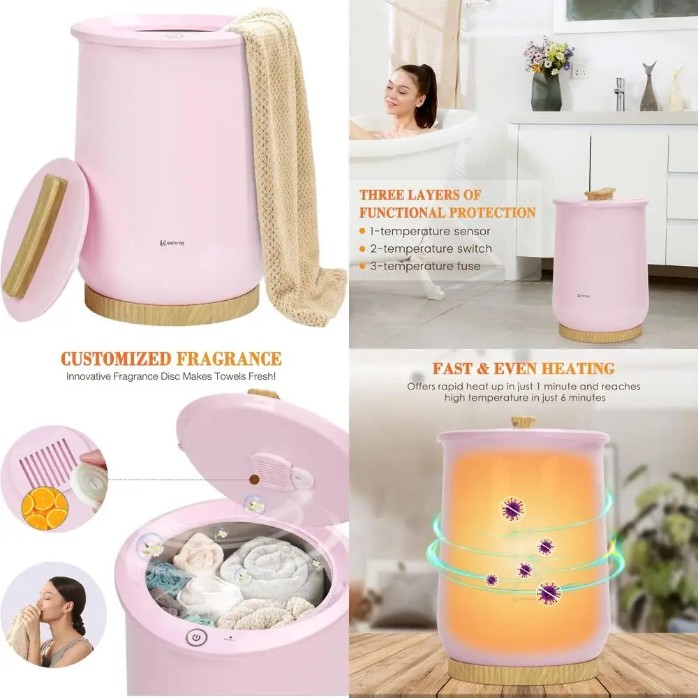 

Электрическая сушилка для полотенец класса люкс, вмещает большие полотенца и халаты, с автоматическим отключением, розовая