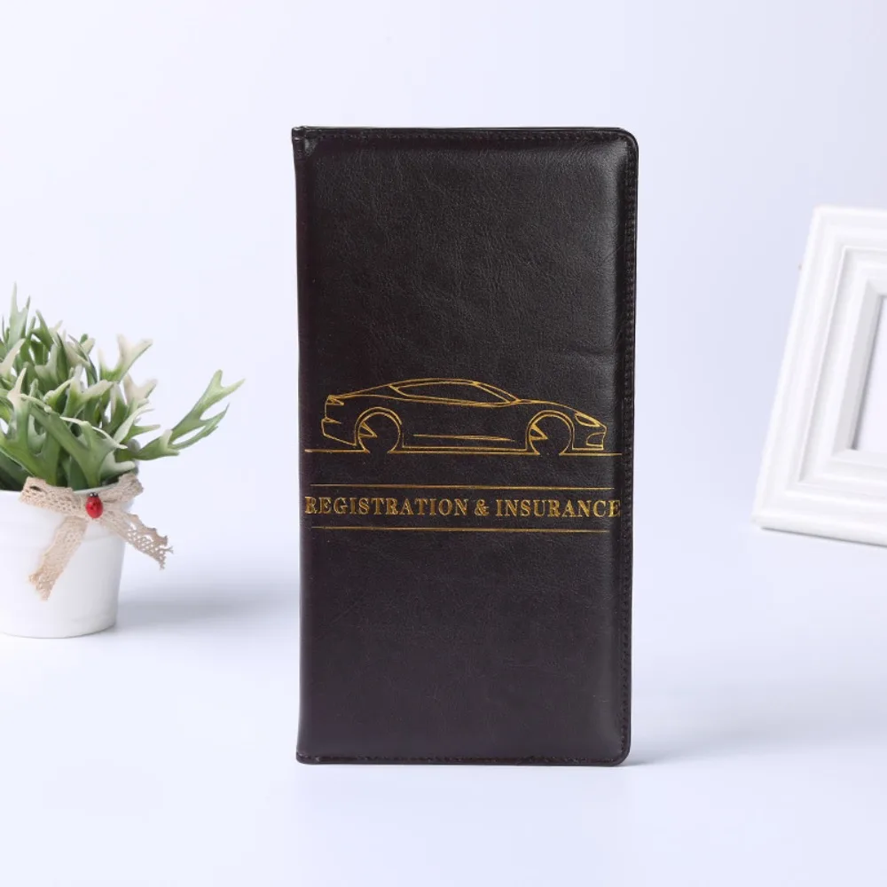 

PU Leather Car Registration Insurance Holder Multi-pocket Large Capacity Car Documents License Storage Bag Colorful
