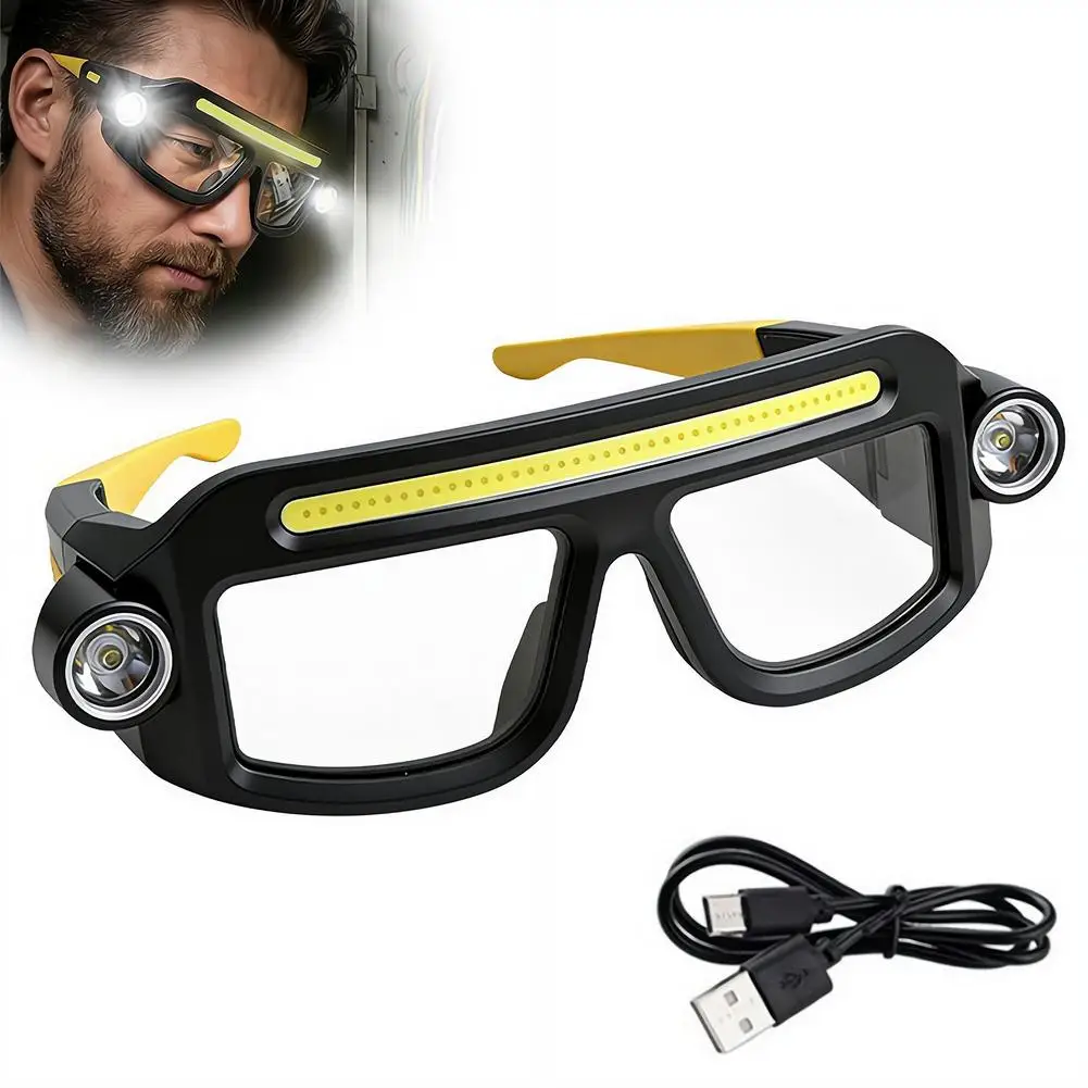LED Glasses Rechargeable Motion Sensor Safety Driving Smart Headlight Glasses for Outdoor Camping Cycling Running