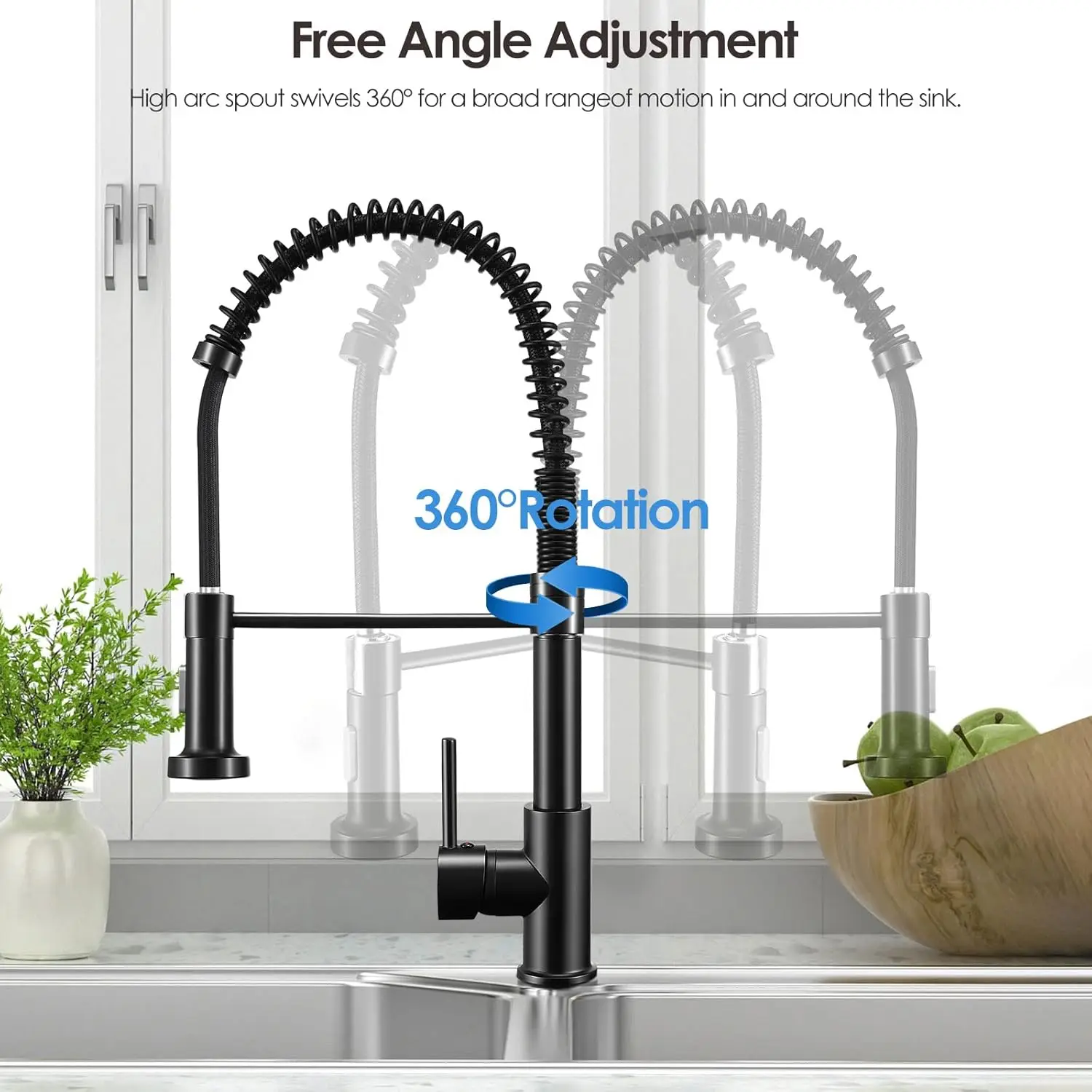 STARON Black Pull Out Down Kitchen Faucet Chrome Dual Modes Nozzle Hot Cold Water Mixer Crane Tap Spring Kitchen Sink Faucets