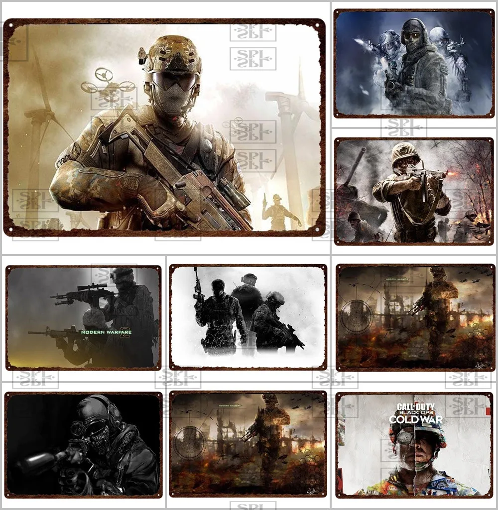 Video Game Tin Sign Posters Call of Duty:Black Ops Metal Print Plates Pub Bar Sign Blood Action Gaming Metal Wall Decor Plaques