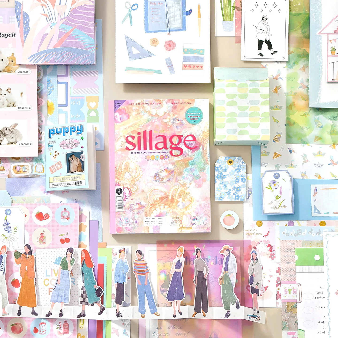 Zestaw do scrapbookingu GO 64 elementy - inspiracja, materiały dekoracyjne, papier, naklejki, kartki, DIY, kolaż, dziennik. — zdjęcie produktu 4