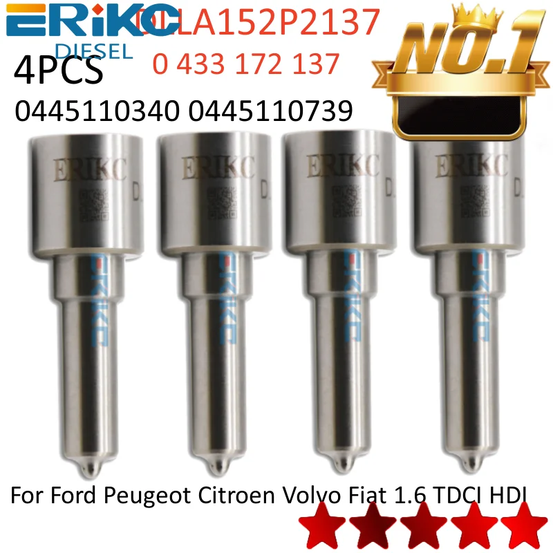 4 PCS DLLA152P2137 Diesel Injector Nozzle DLLA 152 P 2137 AUTO 0 433 172 137 for Bosch 0 445 110 340 Nozzle 0 445 110 739