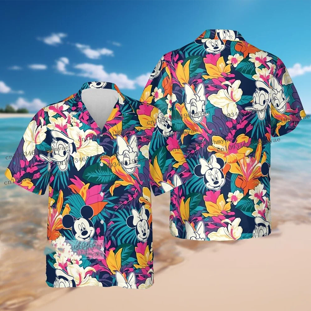 

Mickey Mouse Hawaiian Shirt Summer Women's Fashion Short-sleeved Shirts Disney Hawaiian Shirt Kits Casual Beach Harajuku Shirt